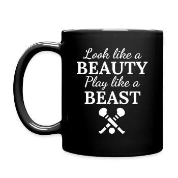 Camogie: Look like a beauty play like a beast. - Full Colour Mug - black - Left