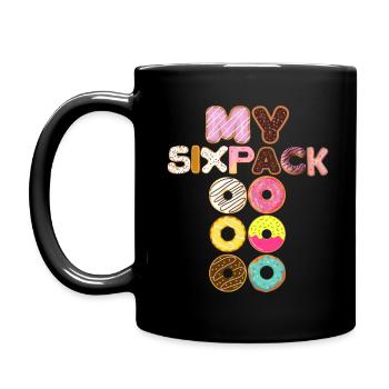 Donuts My Sixpack Sprinkles Sweets Junk Food - Tasse einfarbig - Schwarz - Links