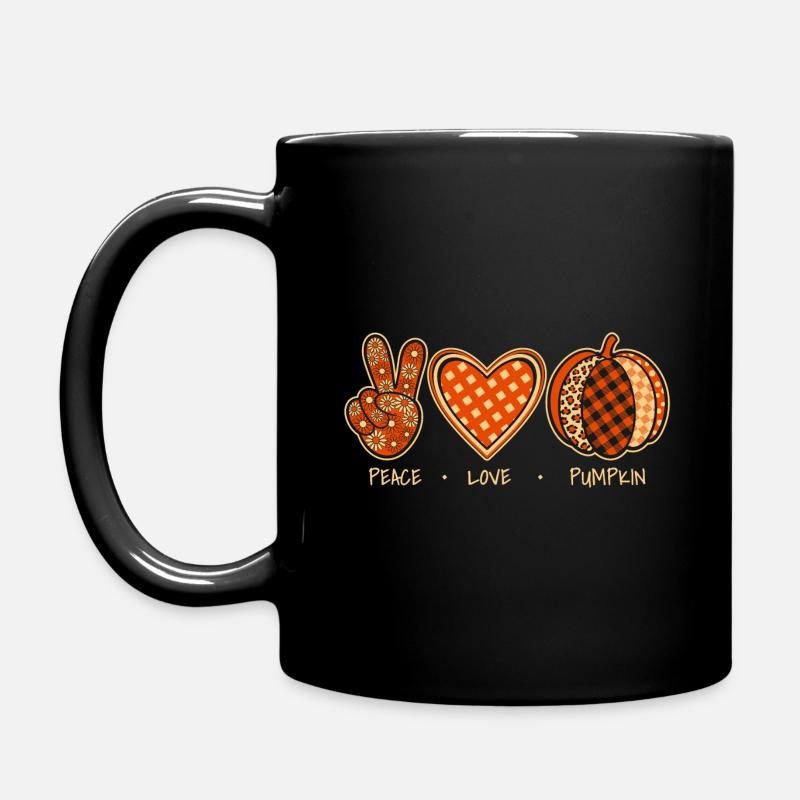 Peace Love Pumpkin Kürbis Herbst Ästhetik - Tasse einfarbig - Schwarz