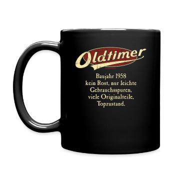 Geburtstag Oldtimer Baujahr 1958 retro usedlook - Tasse einfarbig - Schwarz - Links