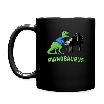 Pianosaurus - Piano Dinosaur T Rex Pianist Gift - Full Colour Mug - black - Left