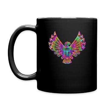 Psychedelic Native American Bird - Spiritual Gift - Full Colour Mug - black - Left
