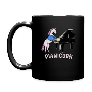 Pianicorn - Cute & Magical Piano Unicorn Pianocorn - Full Colour Mug - black - Left