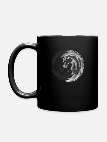 Cheval Yin & Yang Tai Chi Symbole - Cadeau Animal Mignon - Mug uni - noir