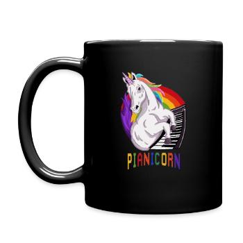 Pianicorn - Cute & Magical Piano Unicorn Pianocorn - Full Colour Mug - black - Left