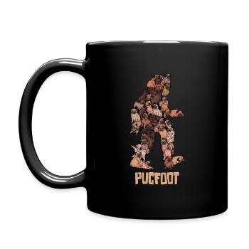 Pugfoot - Funny Pug Bigfoot Sasquatch Dog Pun Gift - Full Colour Mug - black - Left