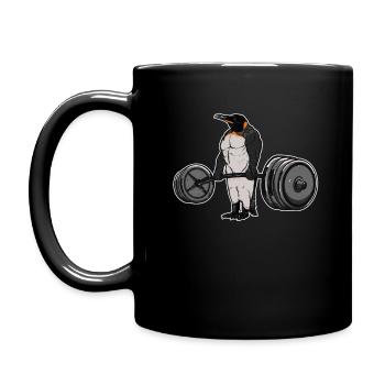 Deadlift Penguin - Funny Gym Bird Bodybuilder Gift - Full Colour Mug - black - Left