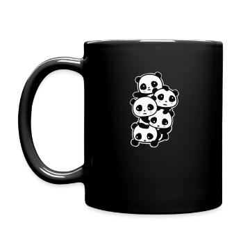 Panda Pile - Cute & Magical Pandas Kawaii Bears - Full Colour Mug - black - Left