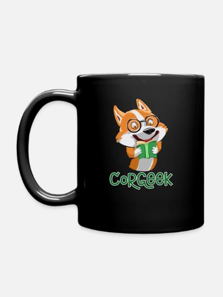 Corgeek Corgi Geek - livre de lecture de chien nerd mignon - Mug uni - noir