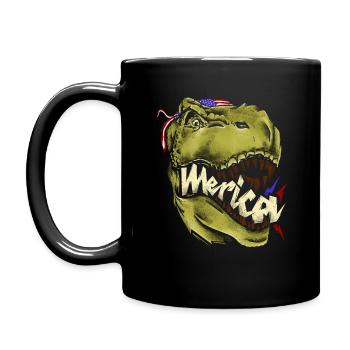 Merica T Rex - Patriotic American Trex Dinosaur - Full Colour Mug - black - Left