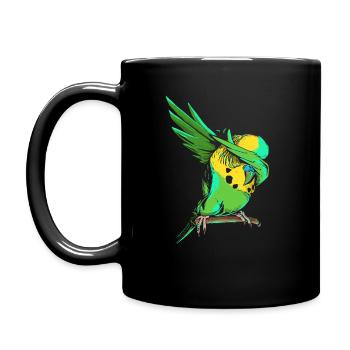 Dabbing Budgie - Funny Dab Budgerigar Owner Gift - Full Colour Mug - black - Left