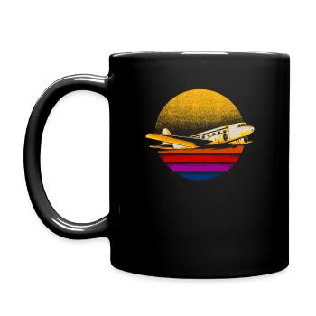 Retro Flugzeug - Vintage Luft- und Raumfahrtflugzeug - Tasse einfarbig - Schwarz - Links