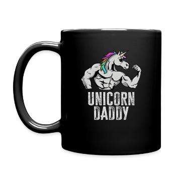 Einhorn-Vati - lustiges Fitness-Turnhallen-Regenbogen-Vati-Geschenk - Tasse einfarbig - Schwarz - Links