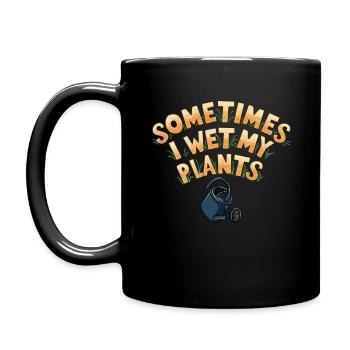 Sometimes I Wet My Plants - Funny Gardening Pun - Full Colour Mug - black - Left