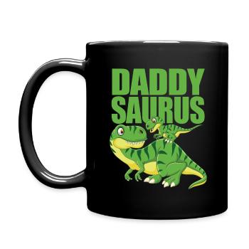 Daddy Dinosaurier - Daddysaurus - Tasse einfarbig - Schwarz - Links