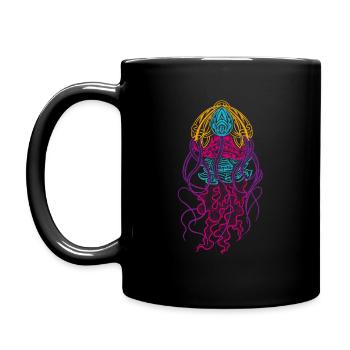 Ornamental Jellyfish - Spiritual Magical Animal - Full Colour Mug - black - Left