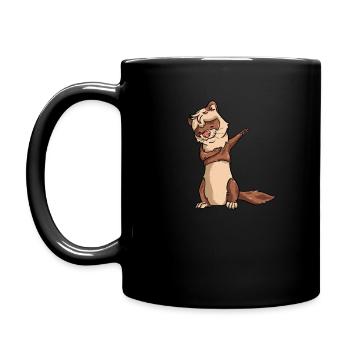 Dabbing Ferret - Funny Cute Dab Dance Pet - Full Colour Mug - black - Left