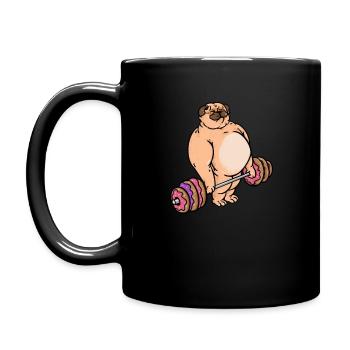 Donut Deadlift Pug - Funny Fitness Bodybuilder Dog - Full Colour Mug - black - Left