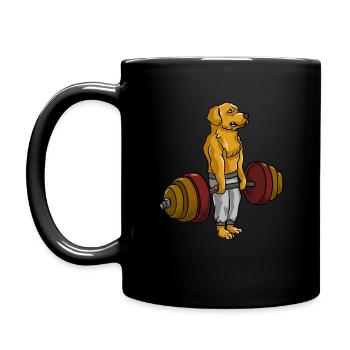 Deadlift Golden Retriever - Fitness Goldie Dog - Full Colour Mug - black - Left