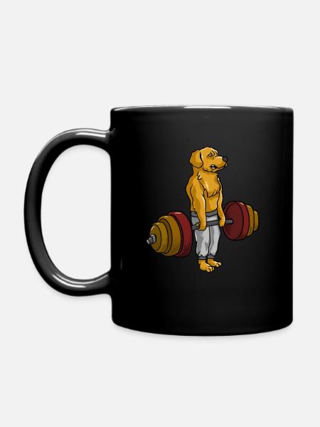 Deadlift Golden Retriever - Fitness Goldie Dog - Full Colour Mug - black