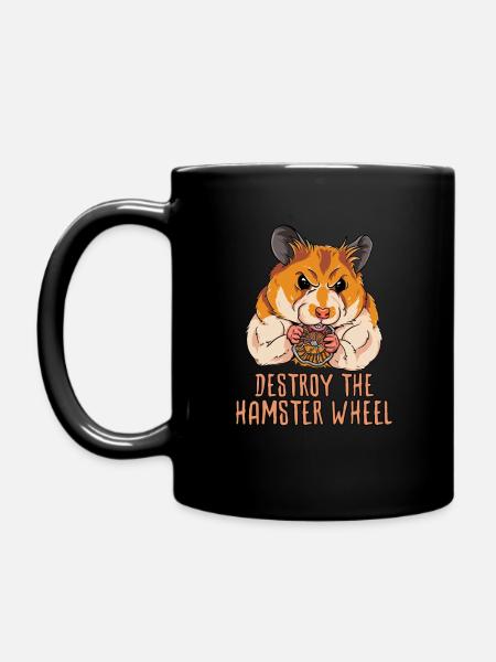 Zerstöre das Hamsterrad - Süßes Fitness-Nagetier - Tasse einfarbig - Schwarz