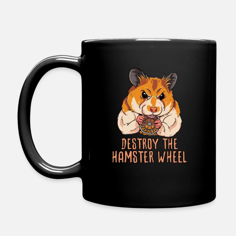 Zerstöre das Hamsterrad - Süßes Fitness-Nagetier - Tasse einfarbig - Schwarz