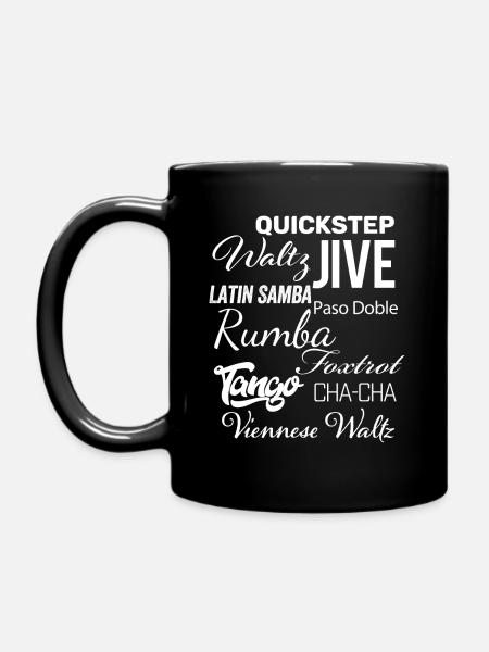 Ballroom Dance Words - Waltz Tango Foxtrot Cha Cha - Full Colour Mug - black
