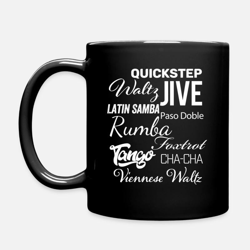 Ballsaal Tanz Worte - Walzer Tango Foxtrot Cha Cha Cha - Tasse einfarbig - Schwarz