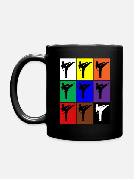 Karate Mens - Karate Belt Colors - Full Colour Mug - black