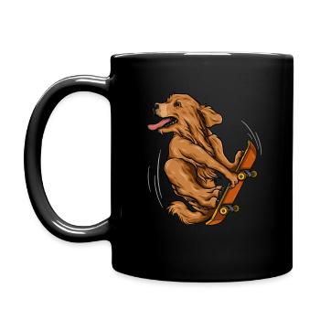 Skateboarding Golden Retriever - Hund Skateboardfahrer - Tasse einfarbig - Schwarz - Links