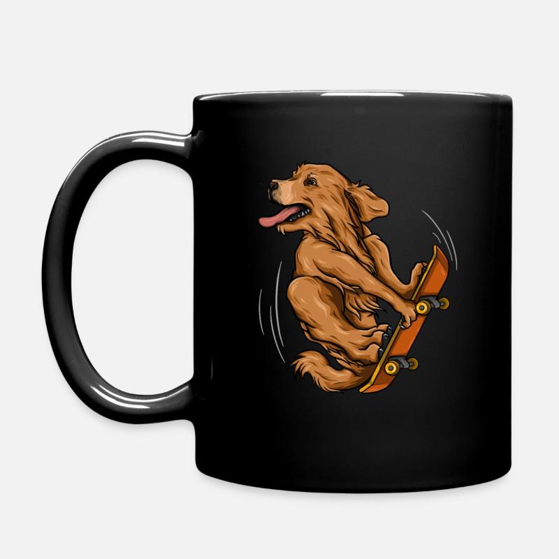 Skateboarding Golden Retriever - Hund Skateboardfahrer - Tasse einfarbig - Schwarz
