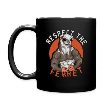 Respect The Ferret - Funny Bodybuilding & Fitness - Full Colour Mug - black - Left