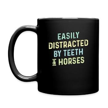 Easily Distracted By Teeth & Horses - Dentist - Full Colour Mug - black - Left