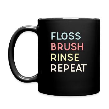 Zahnseide Brush Rinse Repeat - Zahnarzt & Zahnmedizin - Tasse einfarbig - Schwarz - Links