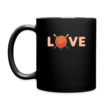 Knitting Love Yarn Ball - Knitter & Crocheter - Full Colour Mug - black - Left