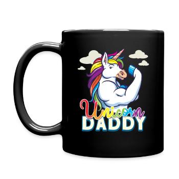 Unicorn Daddy - Funny Fitness Gym Rainbow Dad Gift - Full Colour Mug - black - Left