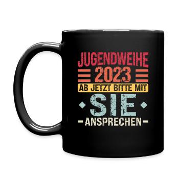 Jugendweihe Party Geschenk - Tasse einfarbig - Schwarz - Links