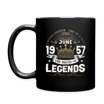 66. Geburtstag Mann Juni Jahrgang 1957 Legendary - Tasse einfarbig - Schwarz - Links