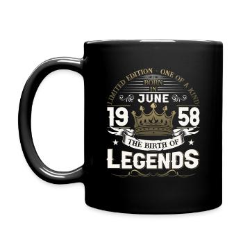 65. Geburtstag Mann Juni Jahrgang 1958 Legendary - Tasse einfarbig - Schwarz - Links