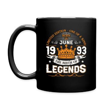 30. Geburtstag Mann Juni Jahrgang 1993 Legendary - Tasse einfarbig - Schwarz - Links