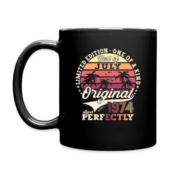 49th Birthday Man Original July Vintage 1974 - Full Colour Mug - black - Left