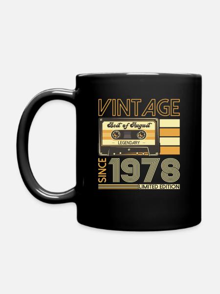 45. Geburtstag Mann August Jahrgang 1978 Kassette - Tasse einfarbig - Schwarz