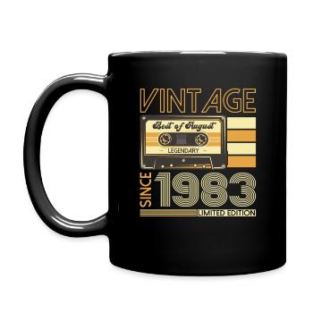 40th Birthday Man August Vintage 1983 Cassette - Full Colour Mug - black - Left