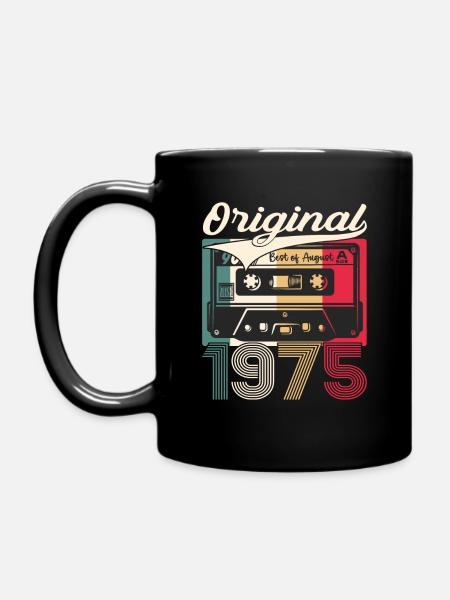 48th Birthday Man August Vintage 1975 Cassette - Mug uni - noir