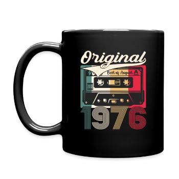 47. Geburtstag Mann August Jahrgang 1976 Kassette - Tasse einfarbig - Schwarz - Links