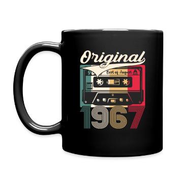 56th Birthday Man August Vintage 1967 Cassette - Full Colour Mug - black - Left