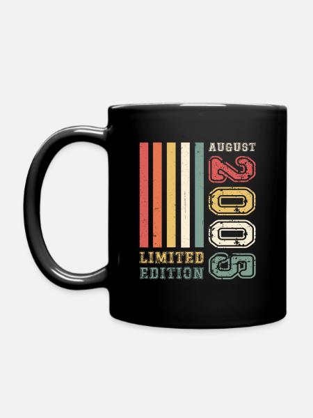 18th Birthday Man Original August Vintage 2005 - Full Colour Mug - black
