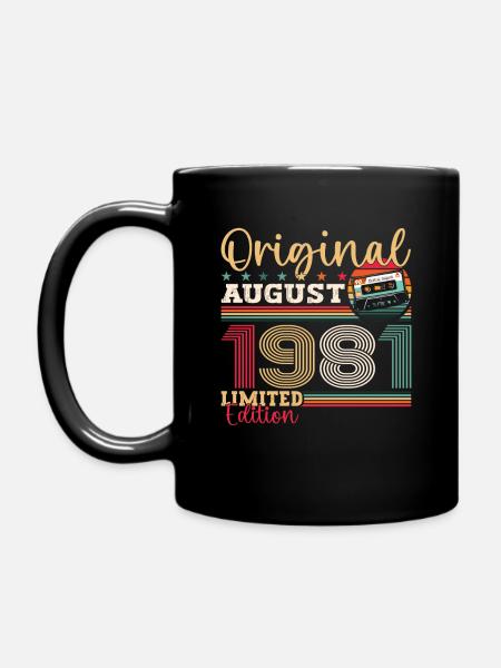 42nd Birthday Man August Vintage 1981 Cassette - Mug uni - noir