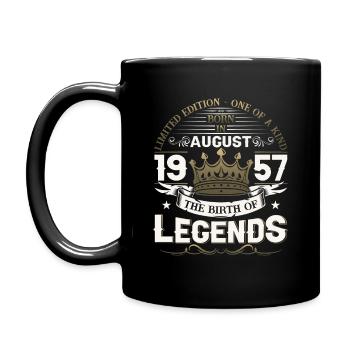 66. Geburtstag Mann August Jahrgang 1957 Legendary - Tasse einfarbig - Schwarz - Links