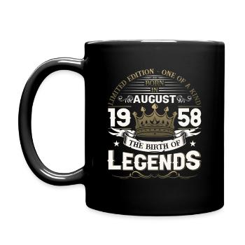 65. Geburtstag Mann August Jahrgang 1958 Legendary - Tasse einfarbig - Schwarz - Links
